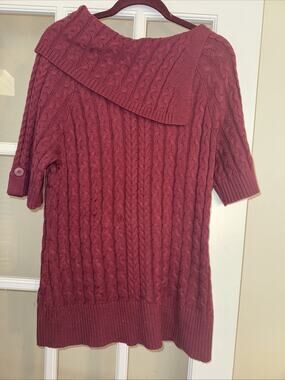 ND-New Directions Ladies Ruby Red Sweater Size Medium Pullover Cable Knit | Boho